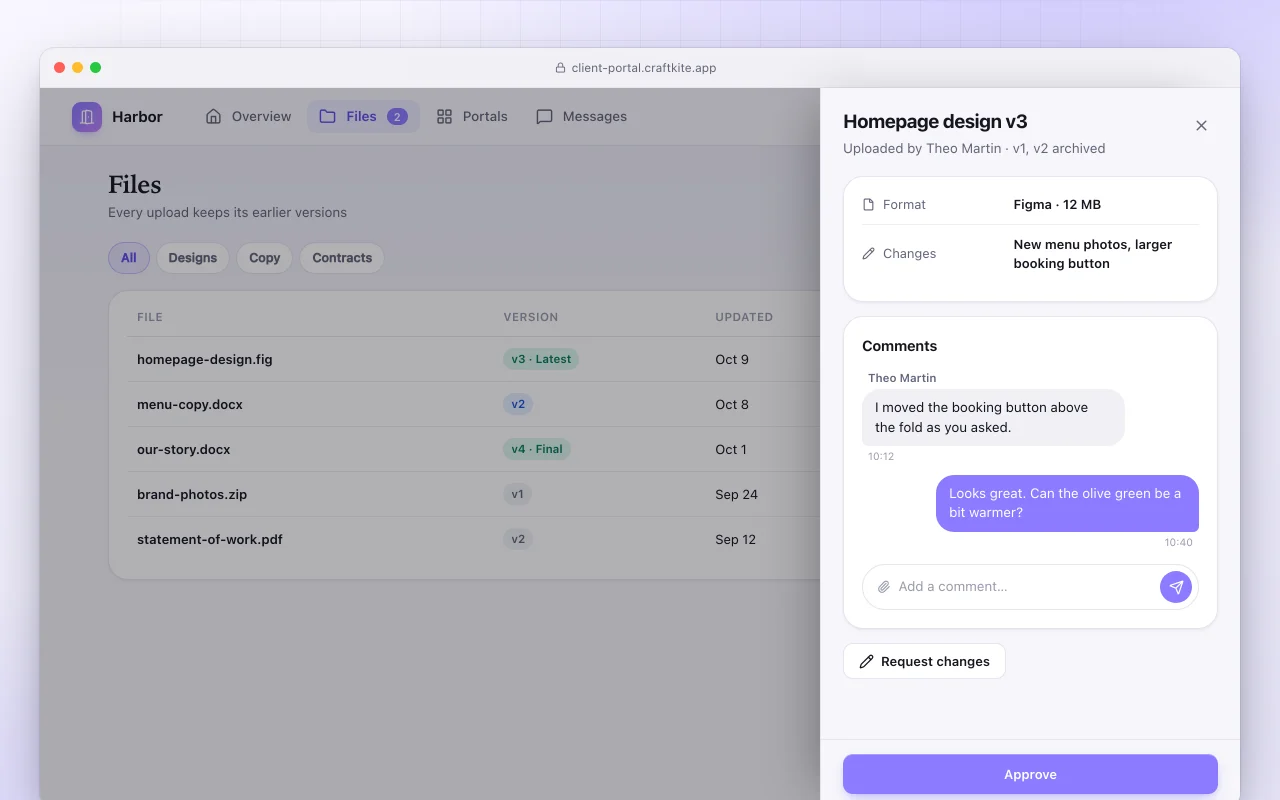 Client portal: the Files screen