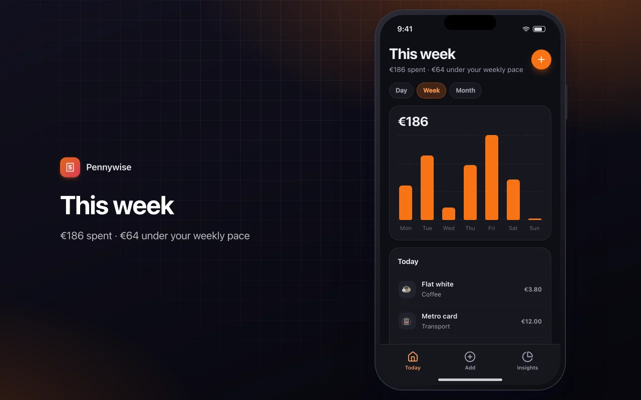 Everyday expense tracker: the This week screen